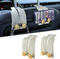 URIZZD 2PCS Leather Car Seat Hooks for Headrest, Vehicle Hanger Storage Organizer Universal for Handbag Purse, Car Accessories Gift (White-Gold)