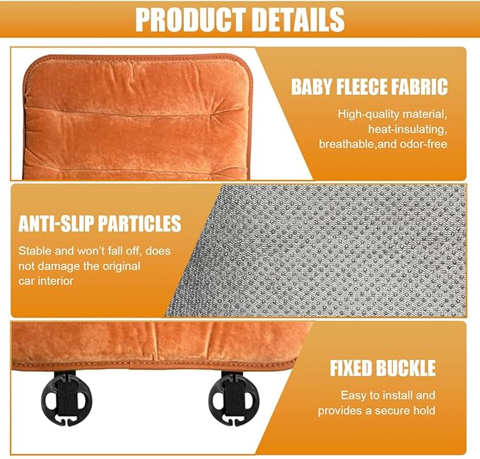 Car Seat Cushion, Breathable Soft Auto Front Seats Protector Pad for Comfortable Driving, Warm Vehicle Interior Driver Seat Non-Slip Decorative Accessory for Most Cars(Orange)