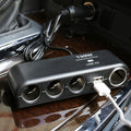 4 Way Car Charger Splitter Power Adapter with Multi Socket Dual USB 12V-24V Plug Charger for iPhone iPad Samsung GPS Dashcam