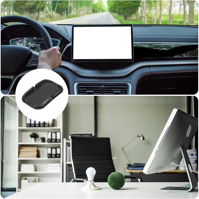 HARFINGTON Car Dashboard Anti-Slip Mat 6" x 4" Universal Sticky Dash Pad Washable Reusable Car Non-Slip Mats for Phone Keys Sunglasses Electronic Devices, Black