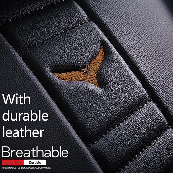 Niscarda Custom Front Car Seat Cover for Volkswagen Taos 2022-2024, Breathable Leather Seat Cushion with Storage Pocket Airbag Compatible (Black and Coffee, Front Pair)