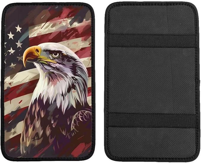 American Flag Center Console Pads USA Flags Armrest Cover Patriot Star Stripe Arm Rest Seat Box Pad Red Lid Covers
