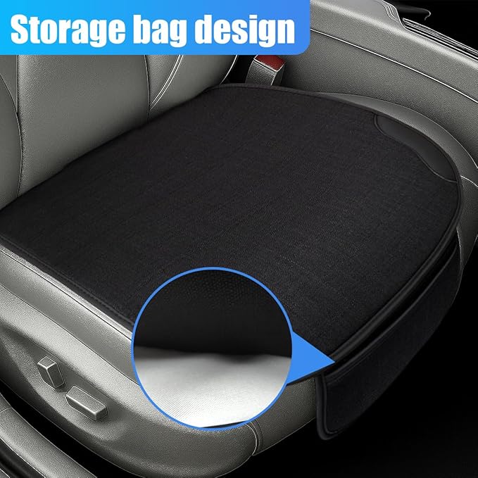 YoRise Car Seat Cover, Universal Cool Auto Front Seat Cushion Protector with Storage Pocket & Non Slip Bottom, Comfortable Breathable Vehicle Driver Seats Pad for SUVs, Trucks, Sedans (Black)