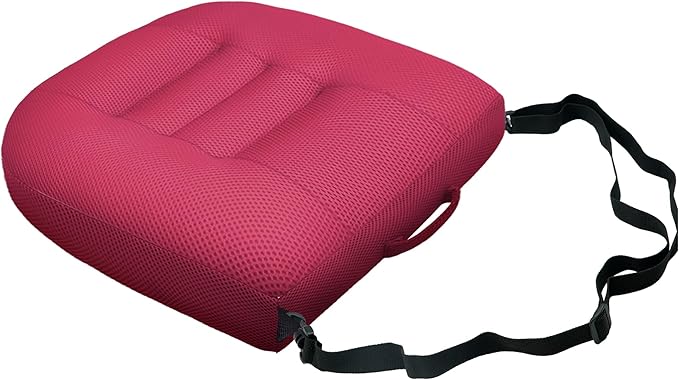 Jokuye Universal Booster Seat Cushion 15.7"x15.7" Portable Height Adjuster with Breathable Mesh & Straps, Posture Support for Driving, Office & Outdoor Use - Pink