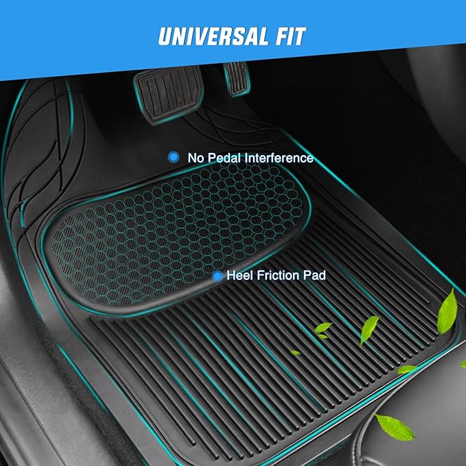 Nilight PVC Floor Mats for Cars Trucks SUVs,Universal Trim to fit for Most Vehicles,All Weather Protection Heavy Duty Floor Liners,Pack of 4