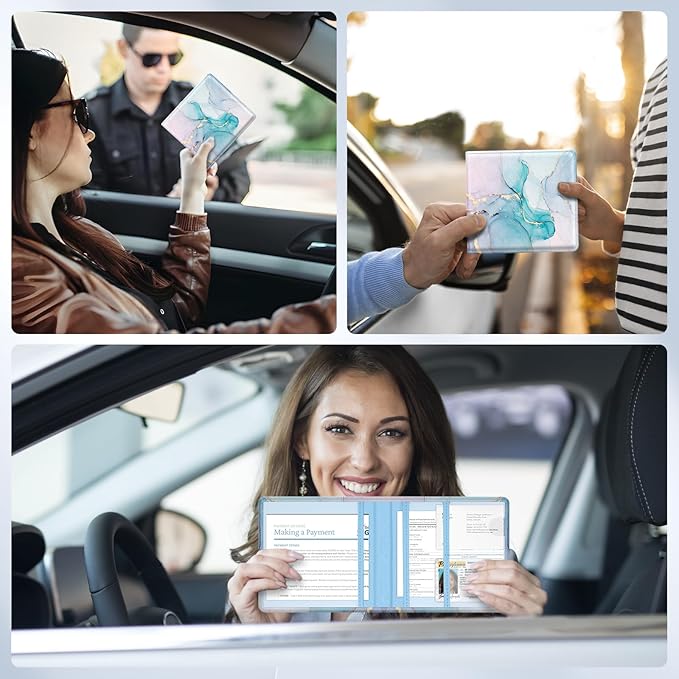Pisypox Car Registration and Insurance Card Holder，Vehicle Glove Box Car Organizer，Accessories Case for Storing Driving Licences, Cards, Documents