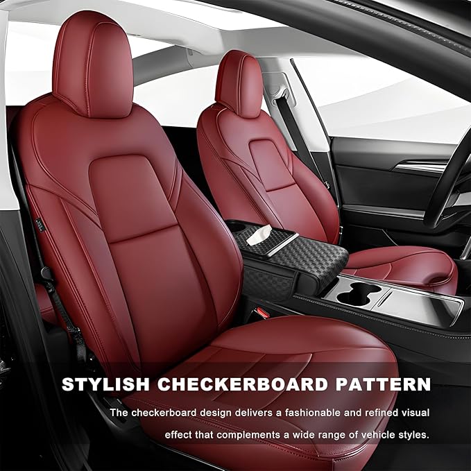 Car Center Console Cover, Ergonomic Leather Armrest Box Cushion with 3.1 Inch Height Boost, Soft Middle Console Pad with Cup Holder & 2 Storage Pockets for Sedan SUV Truck