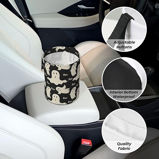 YANGDADA Ghost Pattern Car Trash Can Small Portable Car Garbage Bag for Back Front Seat RV's Camping Accessories