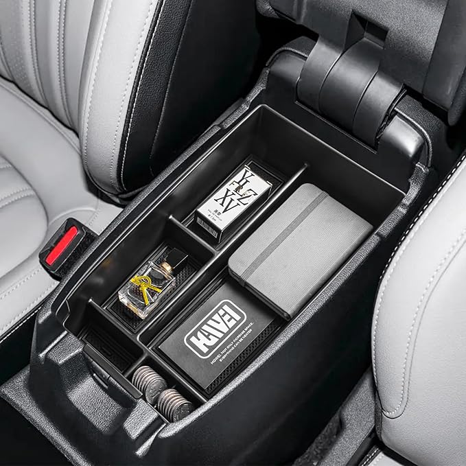 Center Console Organizer Compatible with Ford Escape 2020-2026/Bronco Sport 2021-2025 Accessories, Insert Armrest Box Secondary Storage Tray Black ABS Materials (Not for U725 2-Door)