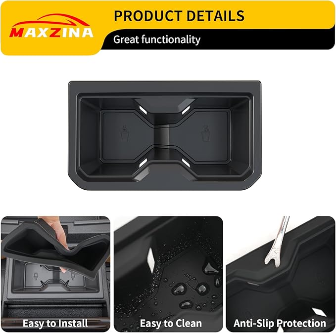 Maxzina Cup Holder Compatible with 2024 2025 Toyota Tacoma (Not Manual Transmission) Center Console Cup Holder Silicone Insert Black Bottle Holder Interior Decoration for 2024 Tacoma Accessories