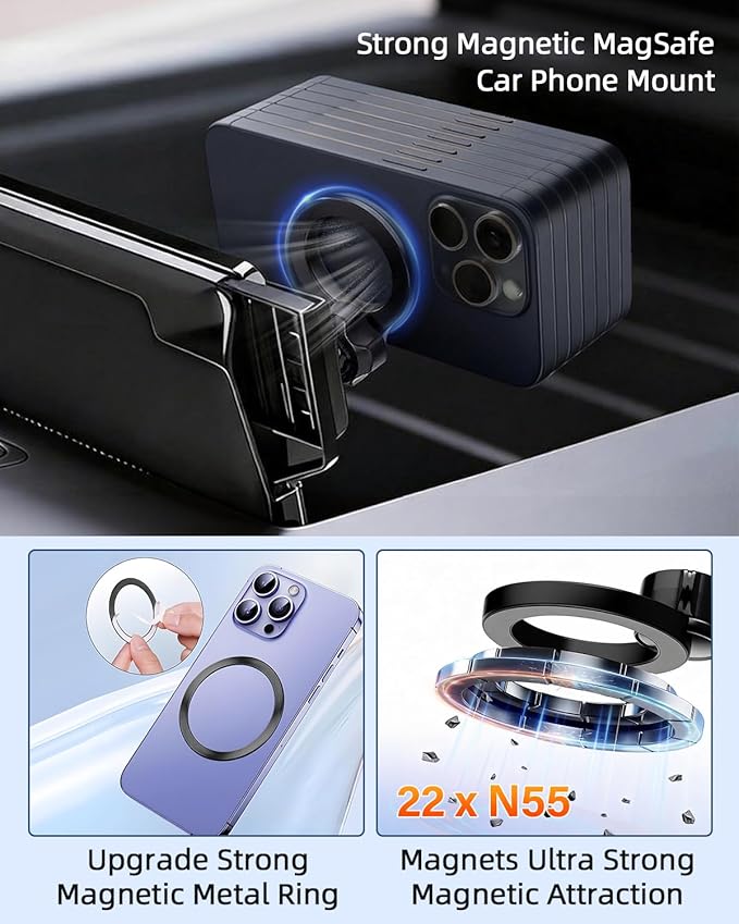 PZK Car Phone Holder for Hyundai Elantra 2021-2025 SE/SEL/Sport/Limited/N Line Accessories Custom 8-Inch/10.25-Inch Screen Car Phone Mount Compatible with Magsafe 360° Rotating Extension Rod