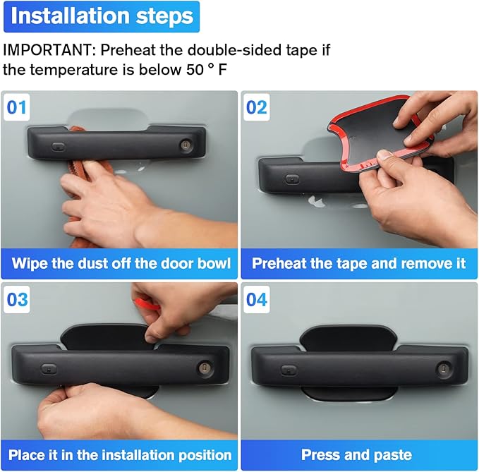 Car Door Bowl Scratch Protector for Ford Bronco, Exterior Door Handle Bowl Cover Protection Trim Accessories Compatible with Ford Bronco 2021 2022 2023 2024 4 Doors, Black, ABS Plastic