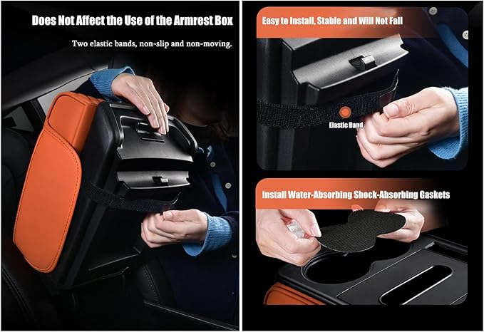 Car Armrest Center Console Cover for Hyundai Santa Fe 2000–2025, Center Console Pad with Cup Holder, Multifunctional Armrest Cushion,C Coffee