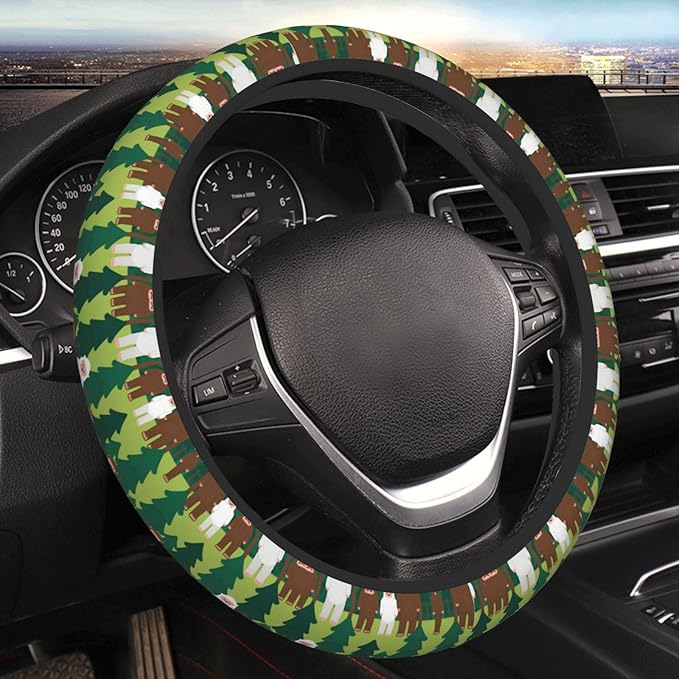 Neoprene Steering Wheel Cover Sasquatches-Forest Car Steering Wheel Cover Universal Fit for Most Cars