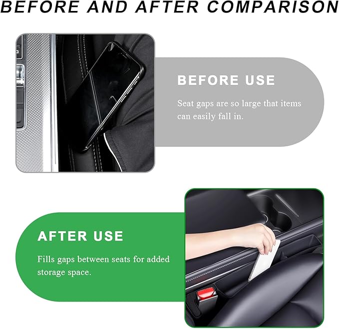 2 PCS Car Seat Gap Filler Organizer, Multifunctional Auto Side Seat Gap Filler Phone Holder, Universal Vehicle Storage Box Fill Gap Space Between Seats and Console (Beige)