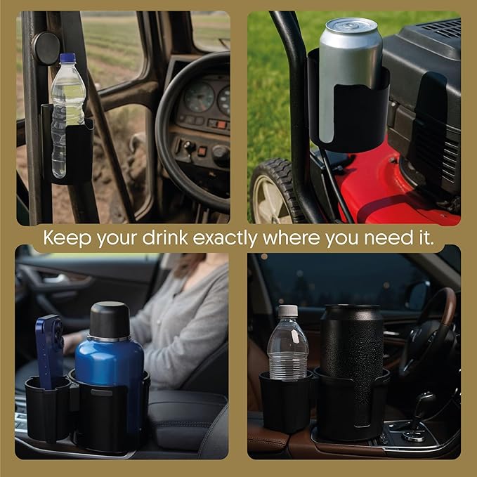 Car Cup Holder Expander - 2 in 1 Adjustable Cup Holder Adapter Set with Magnetic Bottle Mount Accessory - Fits Big Cups and Large Water Bottles - Drink Caddy