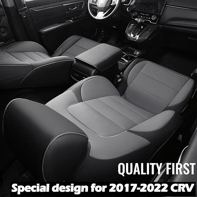 HKZ Fit CRV Car Seat Covers Full Set for Honda CR-V 2017 2018 2019 2020 2021 2022 CRV Touring;CR-V EX;CR-V Sport;CR-V SE & CR-V EX-L - Leather (Black/Gray)