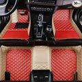Custom Personalized Floor Mats for Cars，Luxury Full Coverage All Car Floor Mats，Anti-Slip Leather Car Mat Set ，Custom Floor Mats for 99% of Cars, Trucks & SUVs. (Beige and Red)