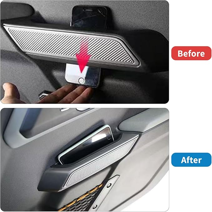 Xaido 2PCS Front Door Storage Box Compatible with Ford Bronco 2021-2025 Accessories, Front Door Grab Handle Storage tray, ABS Plastic, Black(Not for Sport Model)