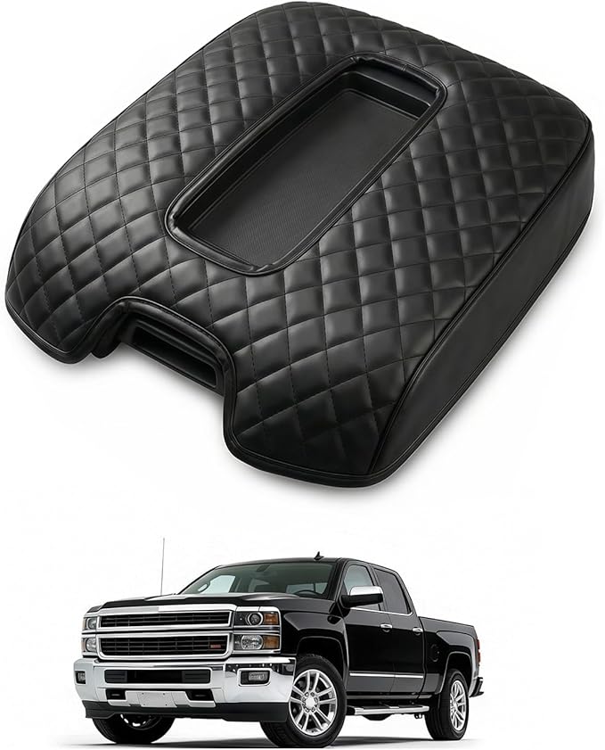 Center Console Armrest Cover Compatible with Chevy Silverado & GMC Sierra 1500 2500 3500 2014-2018, Yukon & Tahoe & Suburban 2015-2020, For Console Bucket Seat Only, Arm Rest Cushion, Anti-Scratch