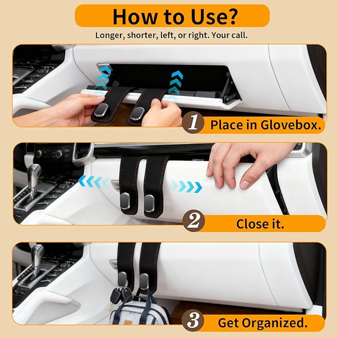 Glove Box Organizer for Car, Glove Box Hook Hanger Glove Compartment Organizer Purse Key Holder for Car Storage Hanging Accessories