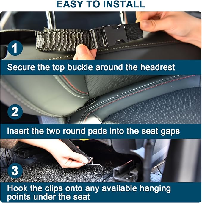 VEHIRIE Car Backseat Organizer with Foldable Table Tray, Premium Leather Car Seat Back Protectors Kick Mats for Kids, Toy Storage Box with 10 Inch Touch Screen, Tablet Holder