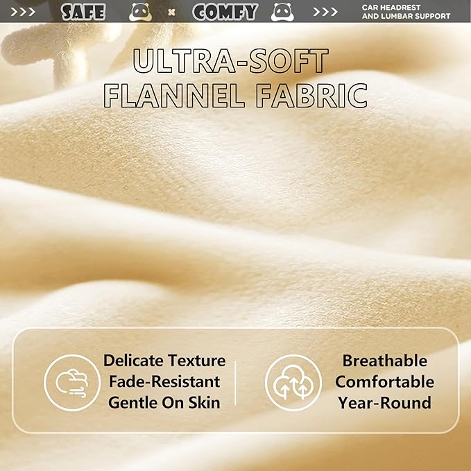 Cute Panda Car Neck Pillow & Lumbar Support Memory Foam Cushion for Driving Adjustable Headrest Waist Pillow for Most Seats (Brown, Backrest)