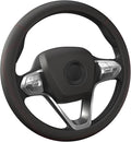 HOTOR Car Steering Wheel Cover - Universal Car Accessory for Diverse Cars, Durable Leather Cover with Anti-Slip Lining, for Steering Wheel with a Diameter of 14.5"-15", Black with Red line