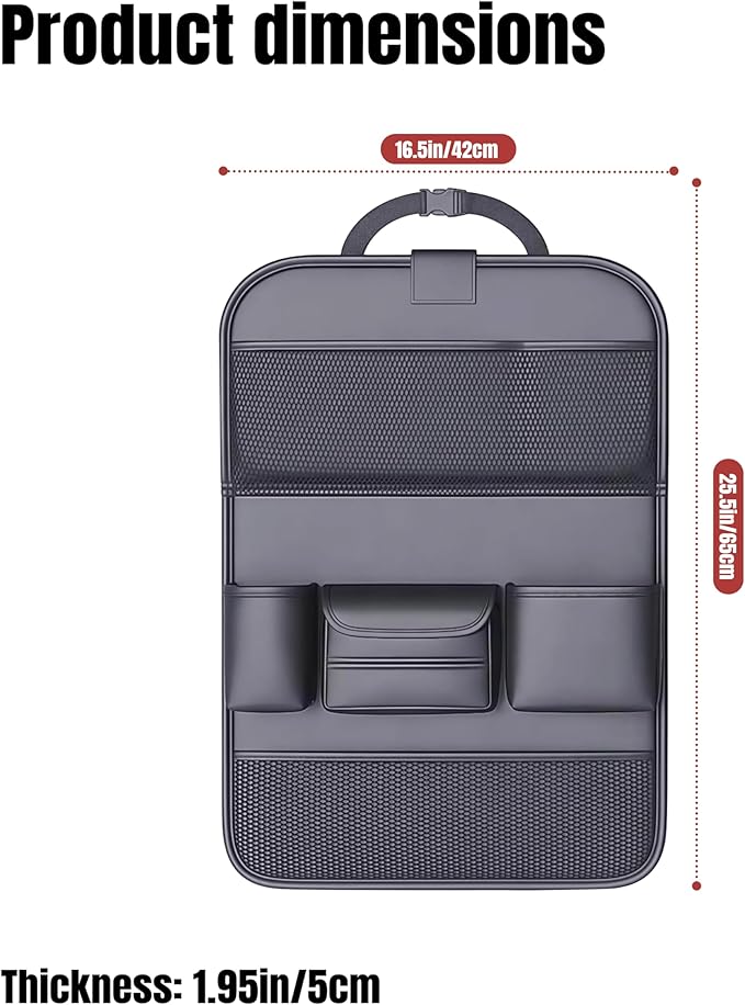 Car Backseat Organizer with Foldable Table Tray,Car Seat Back Protector with Touch Screen Phone Holder,Premium PU Leather Material,Compatible with Suitable for Most Car Travel Accessories
