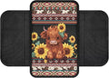 Boatee Cow Sunflower Automotive Armrests Universal Arm Rest Cover for Car Navajo Center Console Pad with 2 Storage Bags Car Console Organizer Car Interior Decor Auto Interior Protection Brown