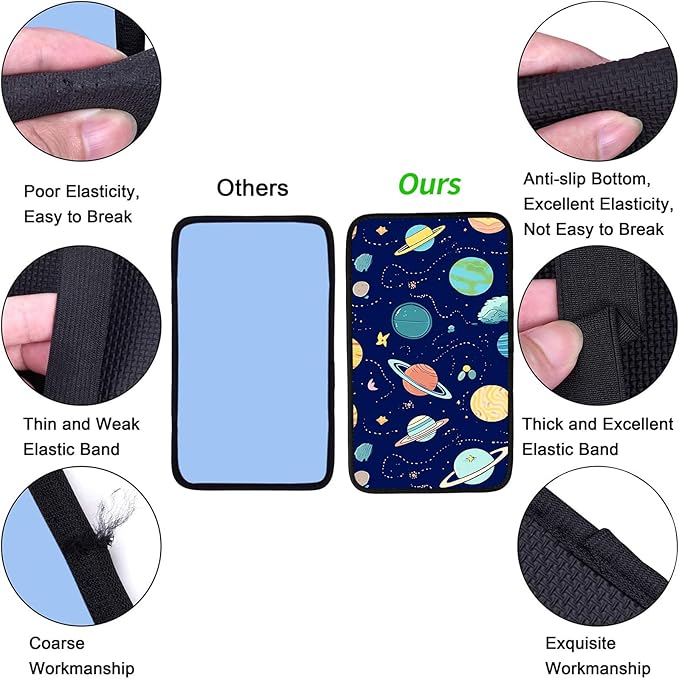 JANENFNA Car Armrest Cover Pads Universal Fashion Cute Auto Center Console Armrest Cover Pad with 2PCS Car Coasters Soft Waterproof Car Armrest Seat Protector for Women,Planets Stars