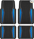PIC AUTO Car Floor Mats, Blue Aluminum-Molded with Full-Circle Iridescent Inlay Strip Car Mats, Universal-Fit Rubber Mats for Cars, Trucks & SUVs, All-Weather, Non-Slip, Easy-to-Clean Interior Mats