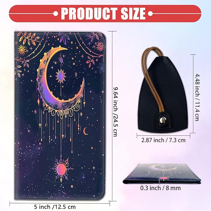 Car Registration Holder, Waterproof PU Leather Vehicle Card Document Glove Box Organizer, Women Interior Auto Accessories Case for Cards, Driver License Car Insurance Holder, Sun Moon Pattern