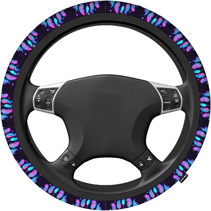 Swono Dream Catcher Feathers Steering Wheel Covers 15" Inch American Dream Catcher Feathers Universal Fit Most Car Sedans SUVs Comfort Grip Comfortable Neoprene Breathable Steering Wheel Protector