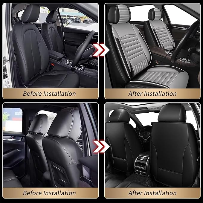 TTX LIGHTING 2 Front Car Seat Covers Custom Fit for Dodge Dart 2013-2016 Seat Covers Cushion Faux Leather Compatible with Airbag(Gray)