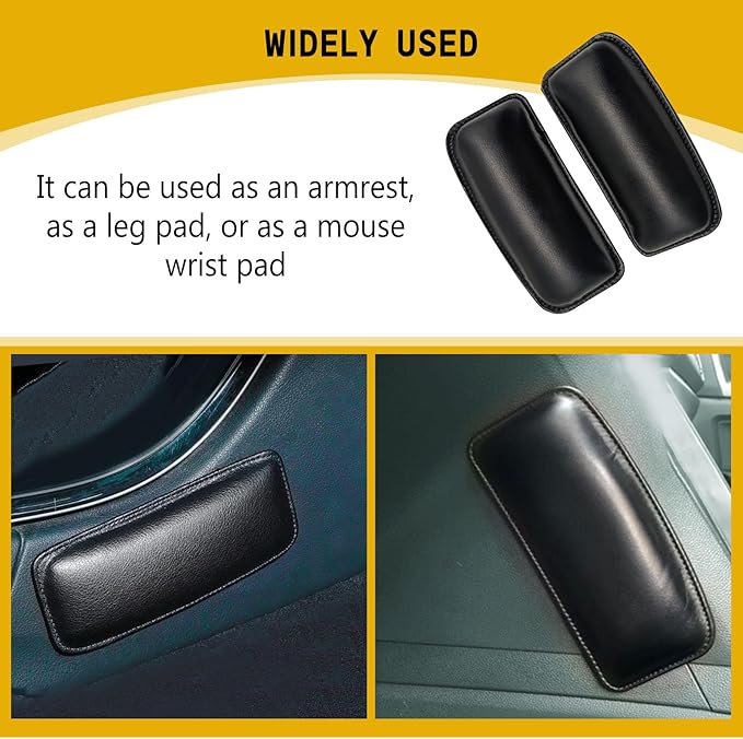2PCS Car Center Console Knee Leg Elbow Pad, Leather Armrest Cover Cushion Leg Support Relieve Fatigue, for Most Cars, Universal Automotive Interior Accessories