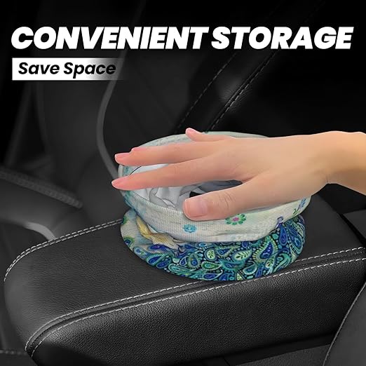 Peacocks and Flowers Car Trash Can Leak Proof Hanging Waterproof Garbage Can Multipurpose Trash Bin for Car SUV Front Seat Headrest Collapsible and Portable Storage Pocket