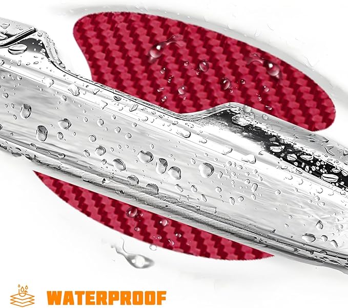 Car Door Handle Cup Protector, 4PCS Carbon Fiber Anti-Scratch Vehicle Door Handle Bowl Sticker, Self-Adhesive Automotive Paint Protective Film, Universal for SUV RV Truck (Wine Red)