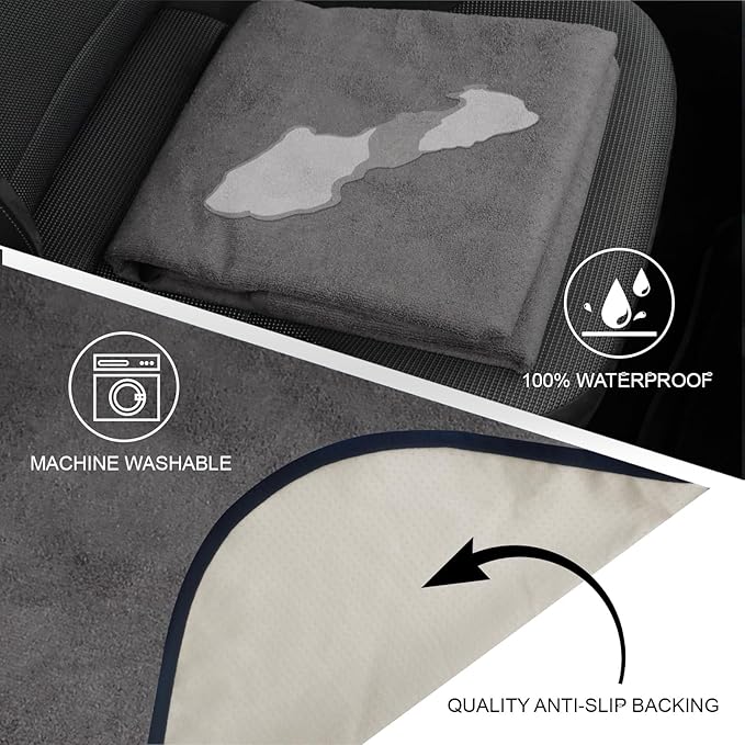 nbnhxnff Sweat Towel Car Seat Cover Protector Rear Seats for Gym Workout, Running, Swimming, Beach and Hiking, Waterproof Universal Seat Cover for Car, Trucks, Van & SUV (Grey, 1pcs Rear Seat)