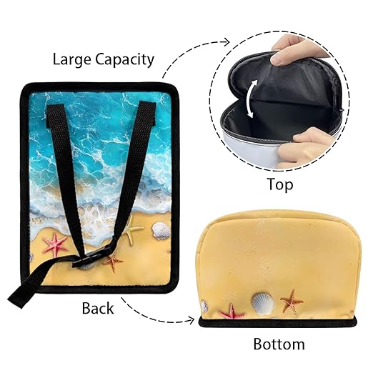 KEIAHUAN Beach Theme Starfish Car Trash Can Hanging Foldable Multipurpose Trash Bin Container Storage Bag Grocery Organizer Bag for Back Seat for Outdoor Travelling Home Use