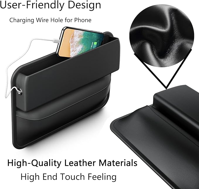 K LAKEY Car Seat Gap Filler Organizer,Premium PU Leather Storage Box No Slip Pad Compatible with Phone Key Wallet Phone Sunglasses Pockets Seat Catcher Holders Console Side Organizers Driver Side