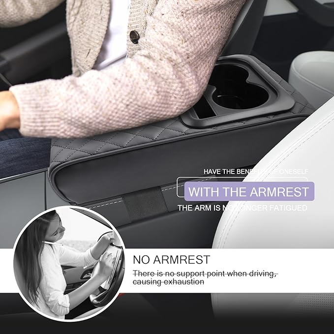 LUWU Car Center Console Cover Auto Armrest Cushion Middle Console Covers Arm Rest Cover Booster Pad Car Armrest Cover Center Console Cushion Leather Memory Foam for Most Vehicles, SUVs, Trucks, Cars
