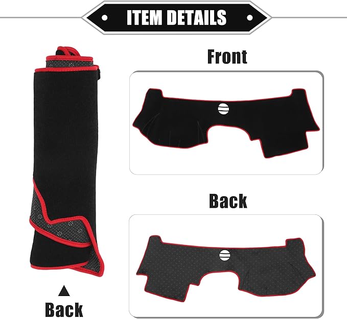 Dashboard Cover Compatible for Cadillac CTS 2004-2009, Non-Slip Polyester Black Red Dash Cover Mat Dash Board Protector Cover