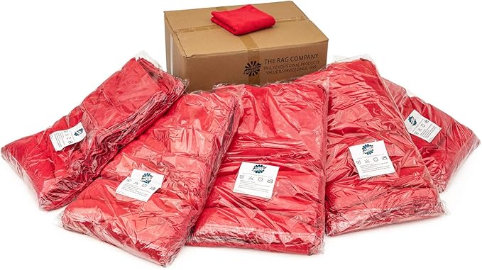 The Rag Company - Car Wash Towel - Professional Microfiber Auto Detailing and Drying Towels, Lint-Free, Streak-Free, Great for General Cleaning, 320gsm, 16in x 27in, Red (Wholesale Case of 125)