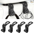 Bling Car Seat Headrest Hooks, 4PCS Crystal Rhinestone Vehicle Back Seat Hanger Holder for Handbags Purses Coats, Automotive Headrest Storage Organizer, Universal for RV SUV Truck (Black)