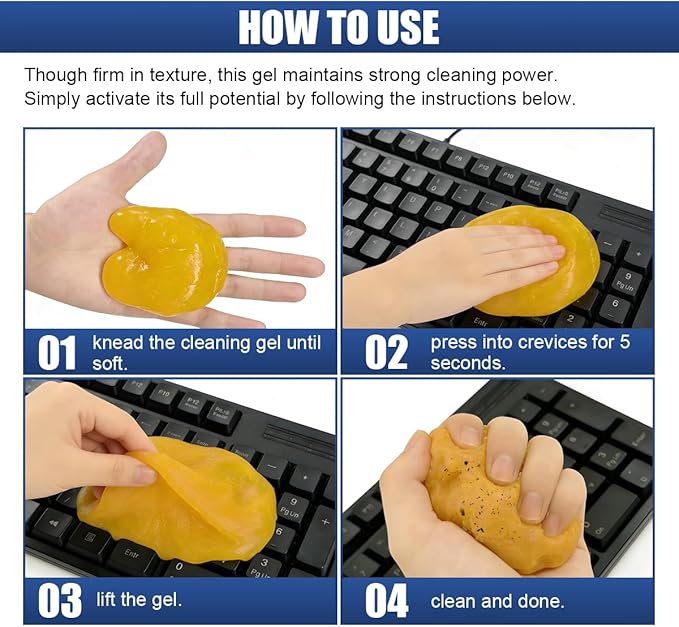 Craedli 2PCS Car Cleaning Gel, Reusable Dust Remover Slime Kit, Car Air Vent Cleaning Putty, Universal Auto Interior Keyboard Jelly Detailing Supplies for Men, Women Present (Yellow)