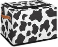Cow Print Pattern Storage Bins With Zipper Lid, Collapsible Trunk Organizer, Car Organizers and Storage Bins with Lids, Decorative Storage Boxes with Handle, Home Storage Baskets for Organizing