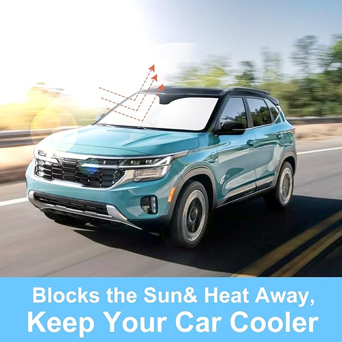 Windshield Sun Shade Custom Fit for 2021 2022 2023 2024 2025 Kia Kia Seltos Accessories Foldable Sunshade Sun Blocker Protect Car from Sun Rays & Heat Damage Keep Car Cooler