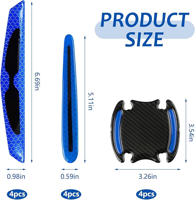 12 PCS Car Door Handle Scratch Protector, Door Handle Protectors for Vehicles, Easy Installation, Waterproof Self-Adhesive Decoration, Universal for Cars (Blue)