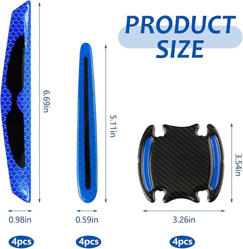 12 PCS Car Door Handle Scratch Protector, Door Handle Protectors for Vehicles, Easy Installation, Waterproof Self-Adhesive Decoration, Universal for Cars (Blue)